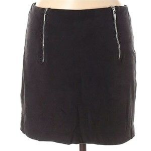 Kensie black suede like skirt with silver front zippers size medium